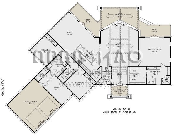 Проект одноэтажного дома с гаражом на две машины в стиле Шале S5-297 (940-00674)
