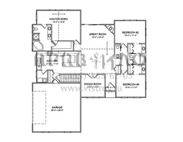 Проект одноэтажного дома с гаражом на две машины в стиле Ранчо S5-184 (849-00097)