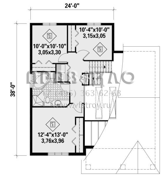 Проект двухэтажного дома с гаражом на одну машину в стиле Ранчо S5-149 (6146-00455)