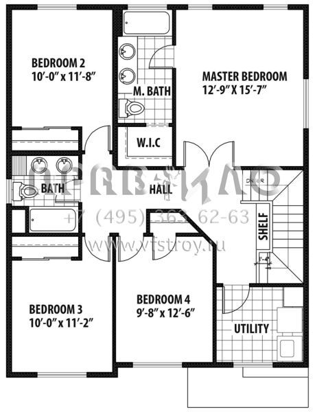 Проект двухэтажного дома с гаражом на две машины в стиле Ранчо S5-162 (9488-00013)