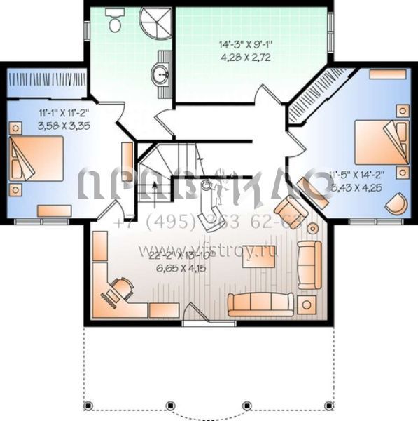 Проект двухэтажного дома без гаража в стиле Ранчо S5-190 (034-00534)