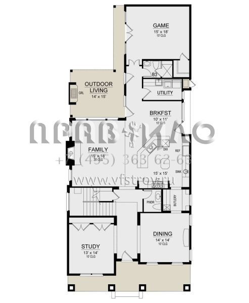 Проект двухэтажного дома без гаража в стиле Ранчо S5-313 (5445-00407)