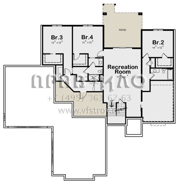 Проект одноэтажного дома с гаражом на три и более машин в стиле Ранчо S5-364 (402-01665)