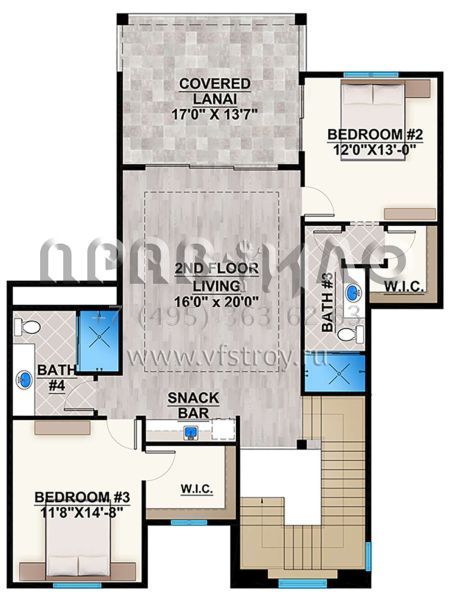Проект двухэтажного дома с гаражом на три и более машин в современном стиле S5-345 (207-00069)