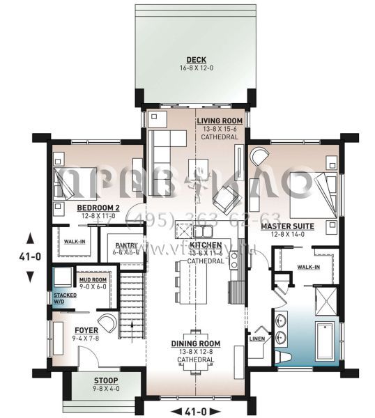 Проект одноэтажного дома без гаража в современном стиле S5-134 (034-01272)