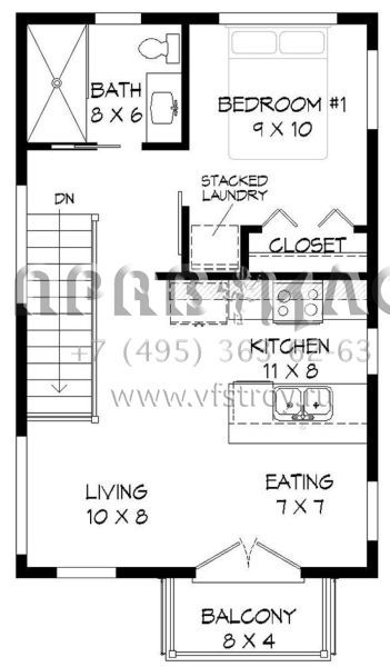 Проект одноэтажного дома с гаражом на одну машину в современном стиле S5-53 (940-00042)