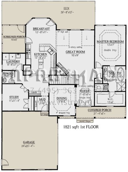 Проект двухэтажного дома с гаражом на две машины в стиле Ранчо S5-238 (286-00024)