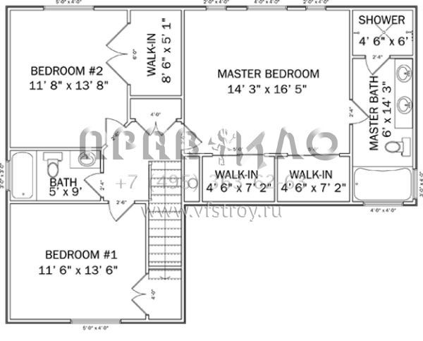 Проект двухэтажного дома с гаражом на две машины в стиле Ранчо S5-183 (2802-00017)