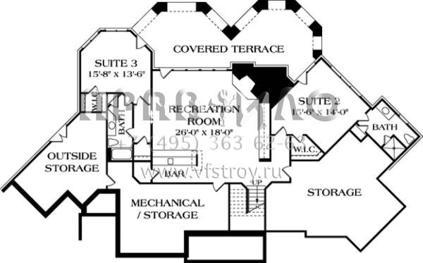 Проект одноэтажного дома с гаражом на три и более машин в американском стиле S5-417 (3323-00461)