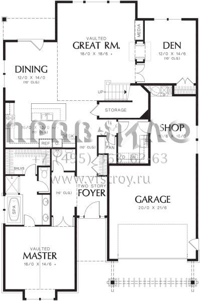Проект двухэтажного дома с гаражом на две машины в американском стиле S5-315 (2559-00554)
