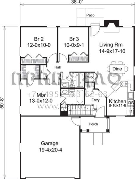 Проект одноэтажного дома с гаражом на две машины в стиле Ранчо S5-106 (5633-00186)