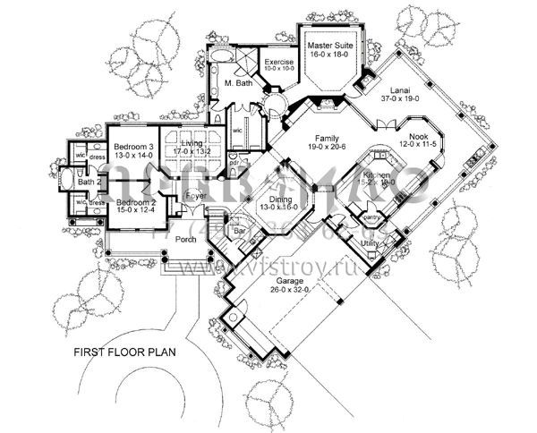 Проект двухэтажного дома с гаражом на три и более машин в прибрежном стиле S5-412 (9401-00079)
