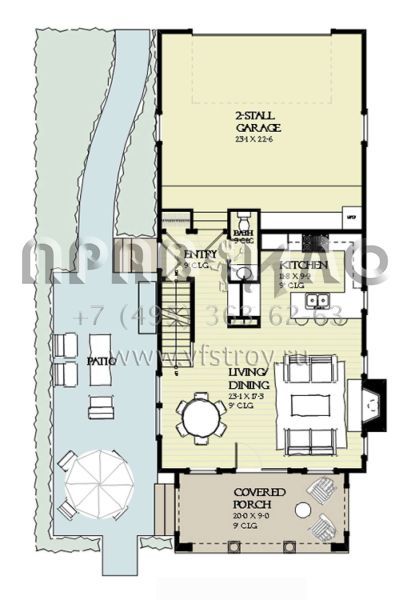 Проект двухэтажного дома с гаражом на две машины в прибрежном стиле S5-179 (1637-00121)