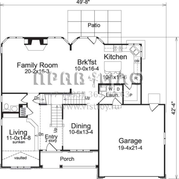 Проект одноэтажного дома с гаражом на две машины в стиле Ранчо S5-217 (5633-00029)