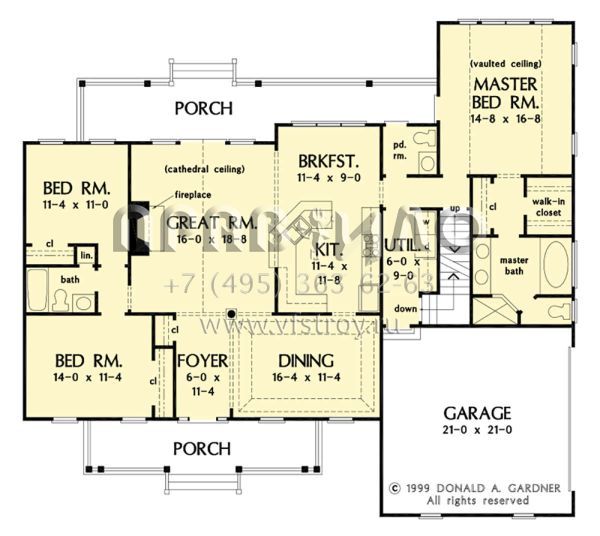 Проект одноэтажного дома с гаражом на две машины в стиле Ранчо S5-175 (2865-00229)