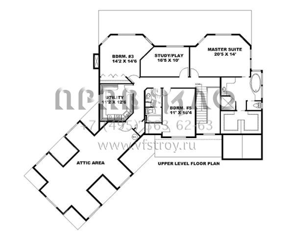 Проект двухэтажного дома с гаражом на три и более машин в стиле Ранчо S5-319 (039-00605)