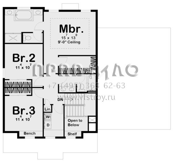 Проект двухэтажного дома с гаражом на две машины в стиле Райт S5-188 (963-00147)