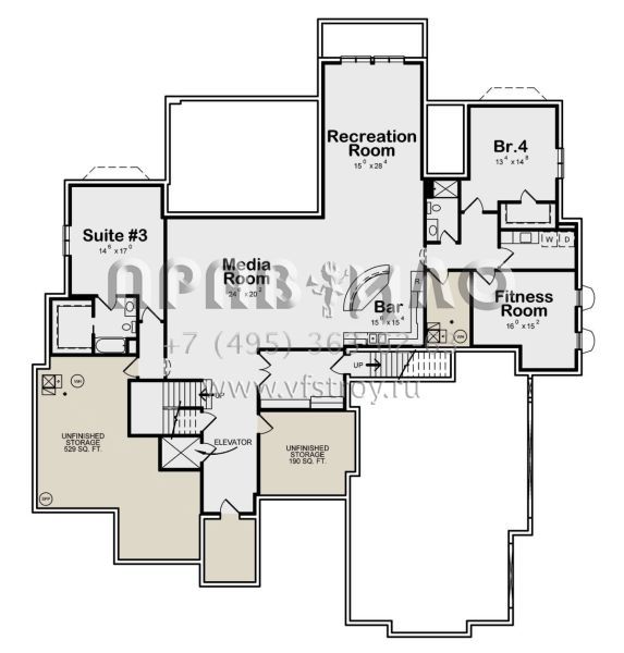 Проект одноэтажного дома с гаражом на три и более машин в английском стиле S5-630 (402-01795)