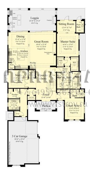 Проект двухэтажного дома с гаражом на три и более машин в современном стиле S5-346 (8436-00046)