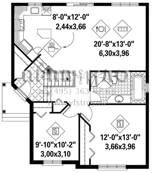 Проект одноэтажного дома без гаража в стиле Ранчо S5-93 (6146-00365)