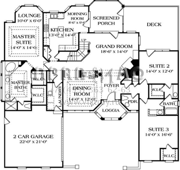 Проект двухэтажного дома с гаражом на две машины в стиле Ранчо S5-248 (3323-00158)