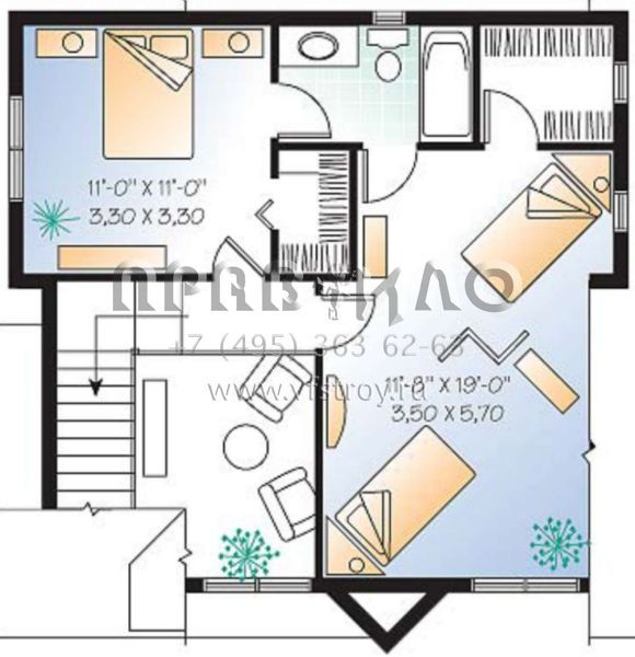 Проект двухэтажного дома без гаража в стиле Ранчо S5-119 (034-00061)
