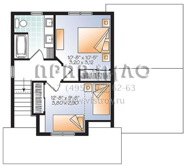 Проект двухэтажного дома с гаражом на одну машину в американском стиле S5-84 (034-01070)