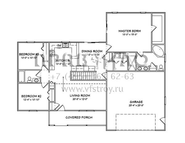 Проект одноэтажного дома с гаражом на две машины в стиле Ранчо S5-148 (849-00093)