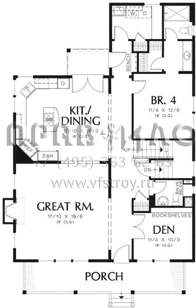 Проект двухэтажного дома с гаражом на две машины в стиле Ранчо S5-266 (2559-00358)