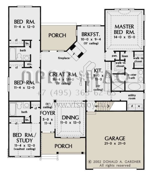 Проект одноэтажного дома с гаражом на две машины в американском стиле S5-181 (2865-00154)