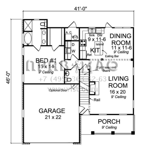 Проект двухэтажного дома с гаражом на две машины в американском стиле S5-157 (4848-00041)