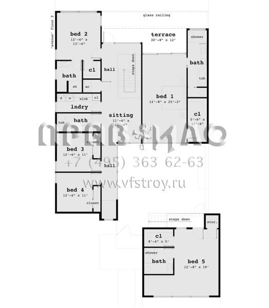 Проект двухэтажного дома с гаражом на две машины в стиле хай-тек S5-319 (028-00137)