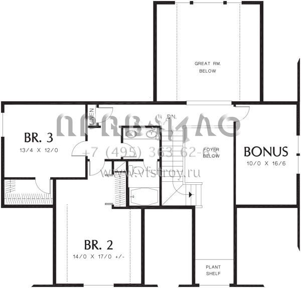 Проект двухэтажного дома с гаражом на три и более машин в американском стиле S5-232 (2559-00469)
