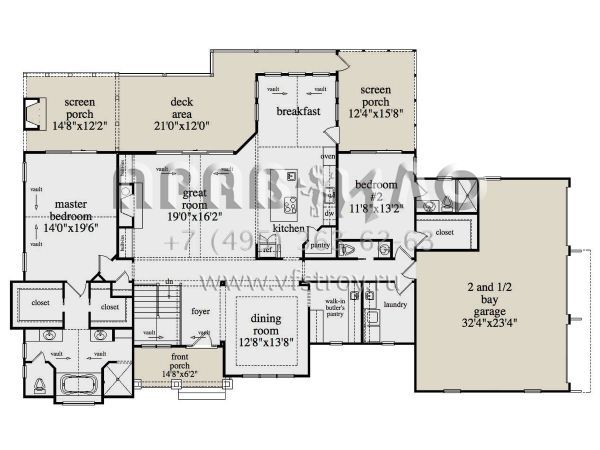 Проект одноэтажного дома с гаражом на две машины в американском стиле S5-308 (957-00073)