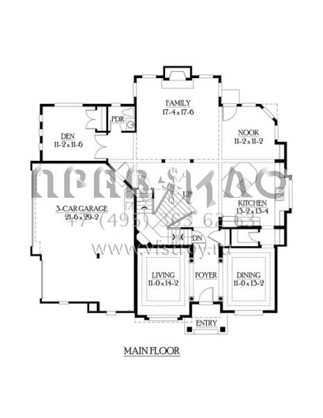 Проект двухэтажного дома с гаражом на три машины S5-347 (341-00134)