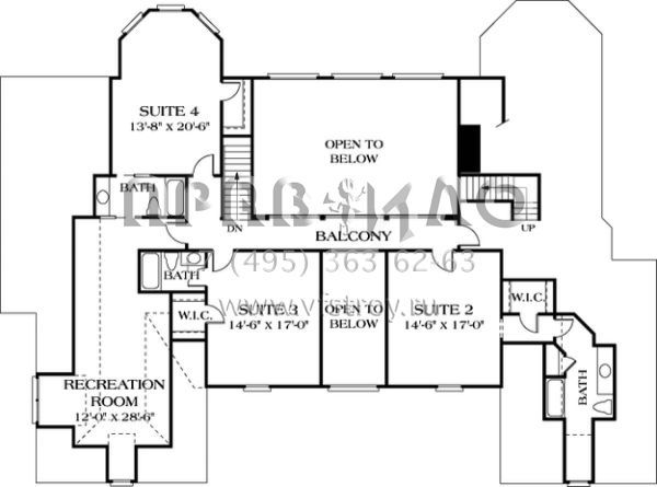Проект двухэтажного дома с гаражом на три и более машин в стиле Ранчо S5-459 (3323-00486)