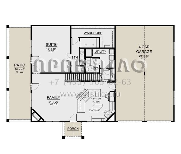 Проект двухэтажного дома с гаражом на три и более машин в современном стиле S5-219 (5445-00489)