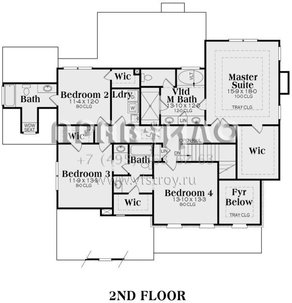 Проект двухэтажного дома с гаражом на три и более машин в стиле Ранчо S5-296 (009-00073)