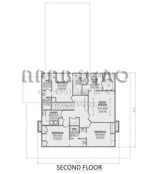 Проект двухэтажного дома с гаражом на три и более машин в стиле Ранчо S5-301 (1958-00014)