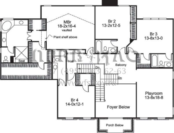 Проект двухэтажного дома с гаражом на три и более машин в стиле Ранчо S5-427 (5633-00167)