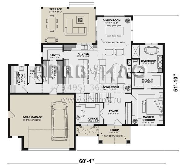 Проект двухэтажного дома с гаражом на две машины в американском стиле S5-381 (034-01353)
