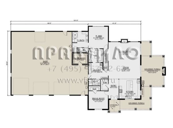 Проект двухэтажного дома с гаражом на три и более машин в стиле БарнХаус S5-316 (5032-00158)