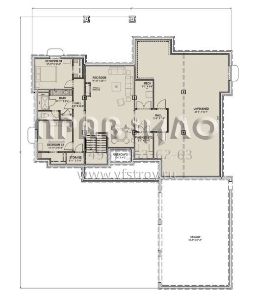 Проект одноэтажного дома с гаражом на три и более машин в современном стиле S5-306 (425-00014)