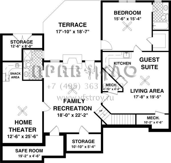 Проект одноэтажного дома с гаражом на две машины в американском стиле S5-167 (036-00208)