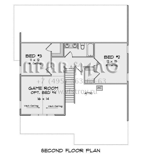 Проект двухэтажного дома с гаражом на две машины в стиле Ранчо S5-188 (4848-00397)