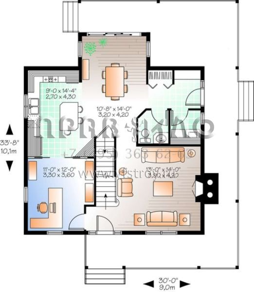Проект двухэтажного дома без гаража в стиле Ранчо S5-158 (034-01007)