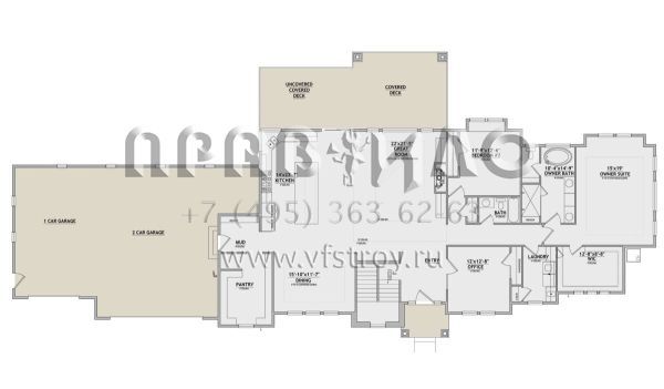Проект одноэтажного дома с гаражом на три и более машин в стиле Ранчо S5-259 (8768-00048)