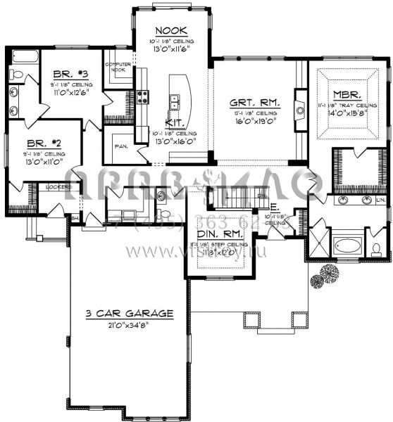 Проект одноэтажного дома с гаражом на три и более машин в стиле Ранчо S5-232 (1020-00148)