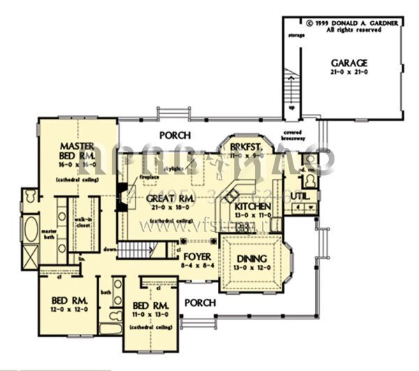 Проект одноэтажного дома с гаражом на две машины в американском стиле S5-193 (2865-00228)