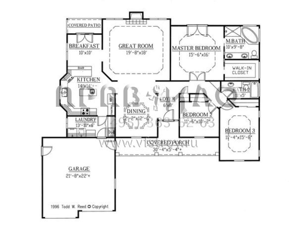 Проект одноэтажного дома с гаражом на две машины в стиле Ранчо S5-184 (286-00040)